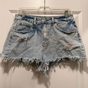 SHEIN size 30 Light Blue Distressed Denim Cutoff Shorts